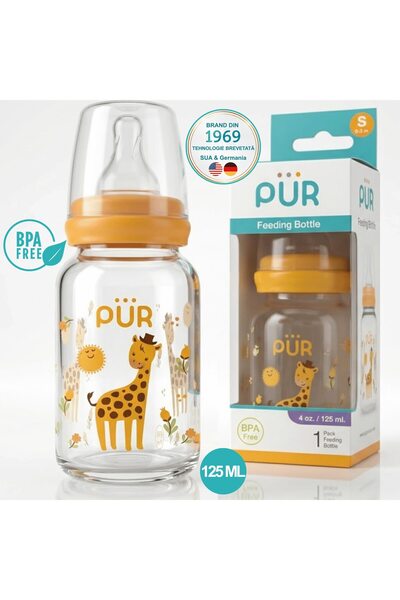 PUR Brand PUR ®   Μπιμπερό με σχέδιο 125ml, 0-3 μηνών, Θηλή σιλικόνης, Εργονο...