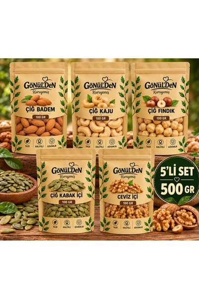 GÖNÜLDEN KURUYEMİŞ Çiğ Kuruyemiş Paketi 5Li Set 500GR