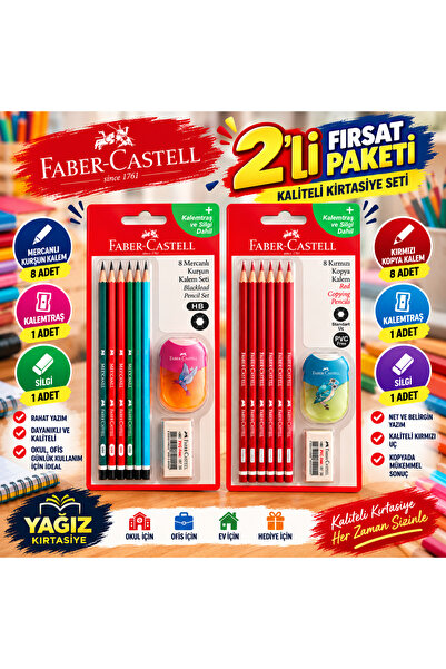 Faber Castell Faber-Castell 2'li Fırsat Paketi – 8'li Mercanlı Kurşun Kalem +...
