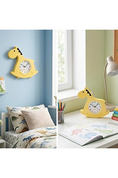 Cuisine Art Magical Horse Wall & Table Clock – Silent Non-Ticking Sweep Movement – 3D Cloud & Star D