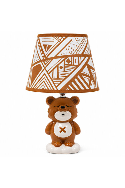 Generic Brand Lampă de masă pentru copii cu ursuleț, bază ceramică