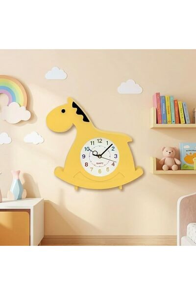 Cuisine Art Magical Horse Wall & Table Clock – Silent Non-Ticking Sweep Movement – 3D Cloud & Star D