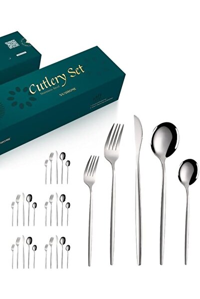 Sharpdo acc SUNHOME 30-Piece Stainless Steel Cutlery Set Silver