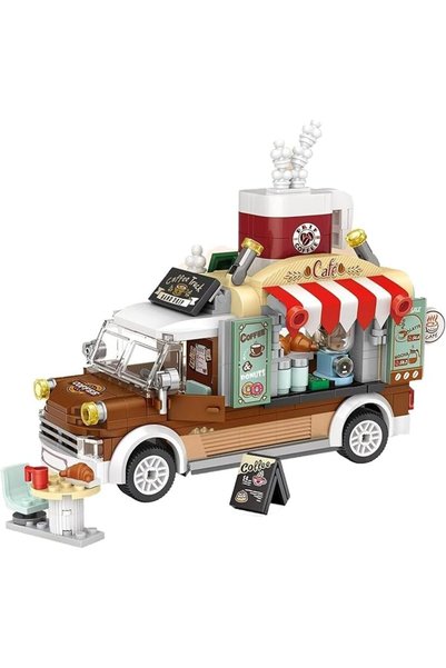 JOYZZZ Building Blocks, 442-Piece Coffee Truck Model, STEM Construction Set w...