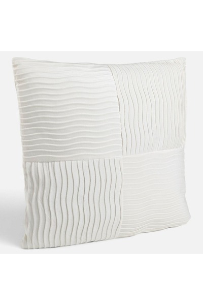 OEM Pernă decorativă din catifea fildeș cu dungi în relief 45x45cm