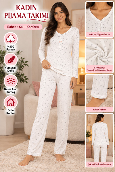 Genel Markalar Kışlık uzun kollu pijama takımı