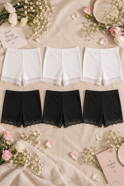 Nymora 6-Piece Women's Lace Cotton Combed Cotton Camisole Boxer Shorts Pantie...