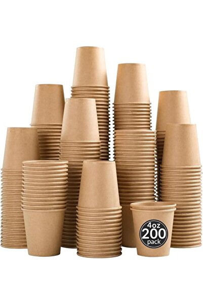 Home Zone 100 Pack 4 oz White Disposable Paper Coffee Cups, Durable Leak-Proo...