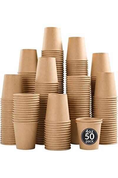 Home Zone 100 Pack 4 oz White Disposable Paper Coffee Cups, Durable Leak-Proo...