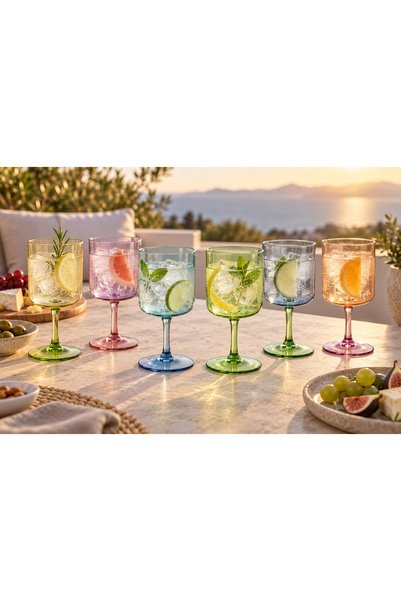 Easy Life Collection's Rainbow 6'lı Cam Şarap Kadehi Seti - 360 ml