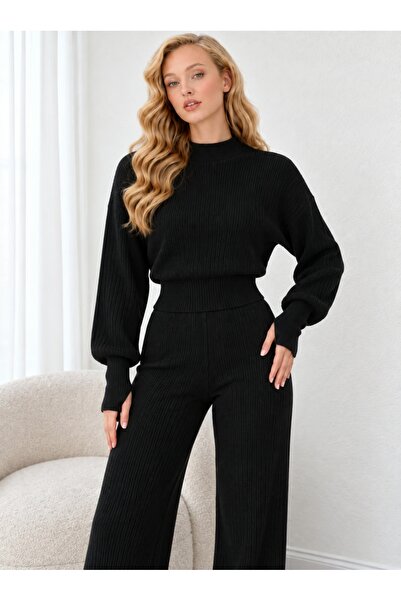ZERELLE COLLECTİON γυναικεία πλεκτά κοστούμια με ψηλόμεσο παντελόνι και τοπ