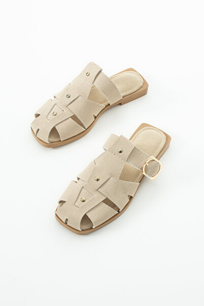 DUXAL SHOES Φάμπιαν Γυναικείο Καμέλ Σουέτ Καφέλι Σανδάλια Παντόφλες Με λεπτομ...
