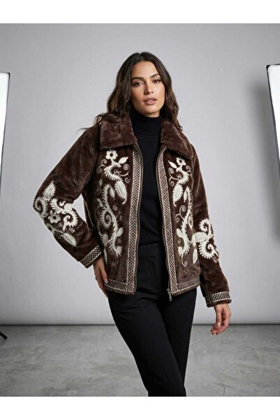 REELMODA Women's Embroidered Plush Coat