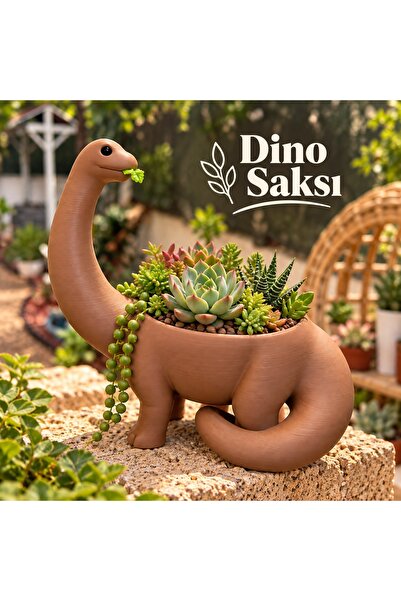 Dinozor Tasarımlı Dekoratif Saksı