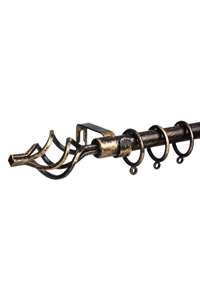 OEM Bară de perdea metalică extensibilă, Negru Auriu Periat, 160-300cm