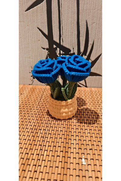 Dekoratif saksıda güller 3D baskı 9cm