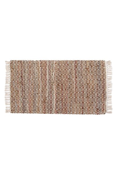 OEM Covor decorativ maro din piele ecologică, 100x60cm, cu franjuri
