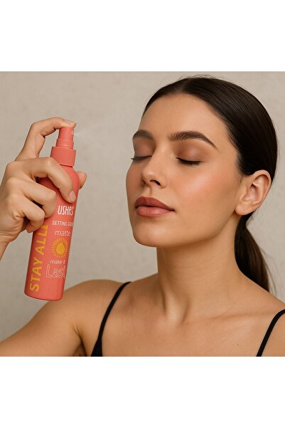OEM Spray fixare machiaj matifiant, 117ml, flacon roz