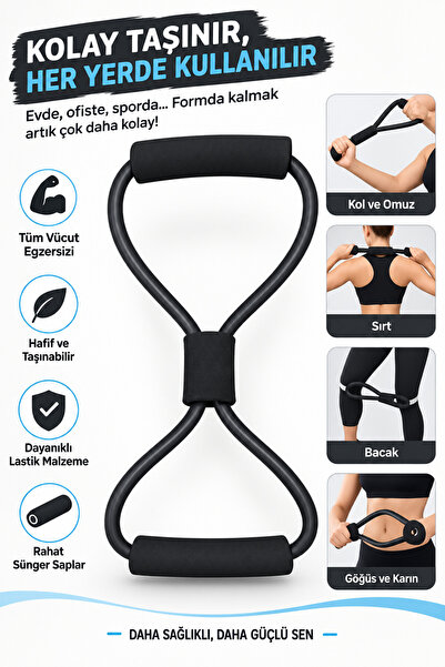 NEWSTORE HOME Pilates Direnç Lastiği Figür 8 Egzersiz Bandı – Evde Spor, Fitness ve Kas Geliştirme Egzersiz Aleti