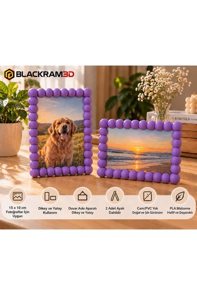 BLACKRAM3D Bubble Fotoğraf Çerçevesi – 10x15 cm Fotoğraf Uyumlu, Dikey/Yatay ...