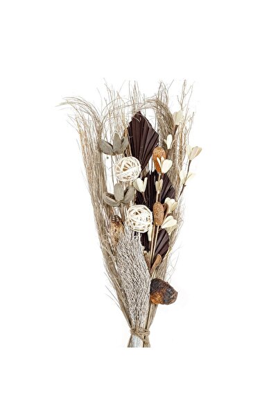OEM Buchet decorativ de flori uscate de 90cm, bej-maro