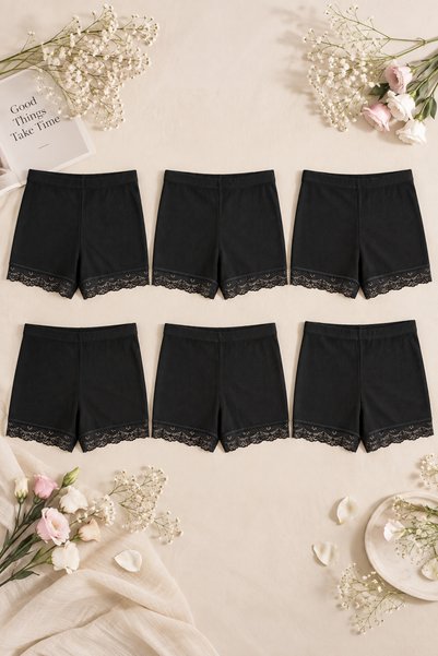 Nymora 6-Piece Women's Lace Cotton Combed Cotton Camisole Boxer Shorts Pantie...
