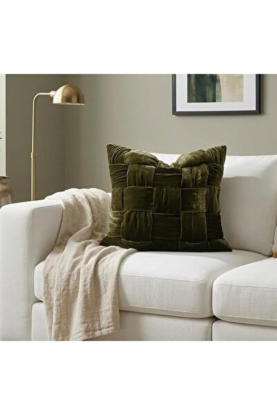 GENERAL Green Pillow Cover - (Dark Green Hand-Woven Velvet Pillow Cover, 1 Pi...
