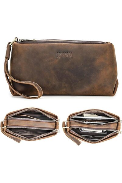 Contact’S Contacts Leather Men Clutch Purse Bag, Mens Business Code Lock Wall...