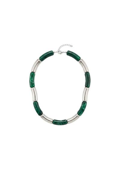 Charmist Silver Form Collection Arc Bead Necklace - Dark Green