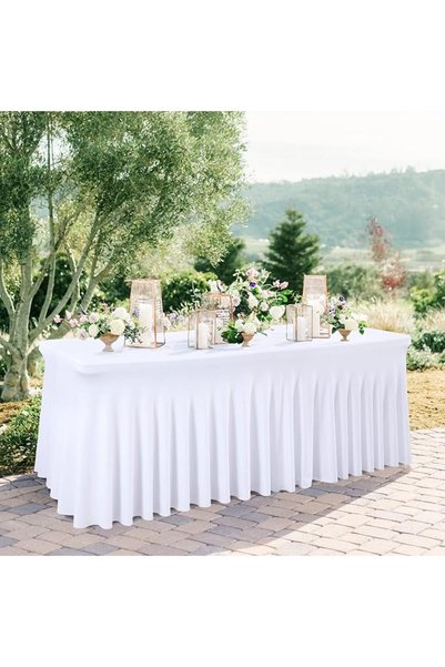 GENERAL Besutolife 4ft White Tablecloth Rectangle Spandex Tablecloths for Wed...