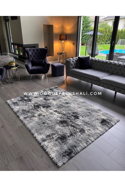 Doğuş Peluş Halı Batik Tavşan Gri Yumuşak Dokulu Peluş Halı Dikdörtgen