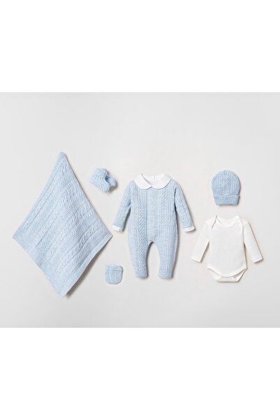 Nipperland Organic Cotton Wool Hair Knitted 6-Piece Baby Boy Hospital Dischar...