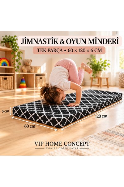 Vip Home Concept Market Ürünleri Jimnastik ve Oyun Minderi 60x120x6 cm Tek Parça Sünger Minder Kreş Minderi-KARAÇATI