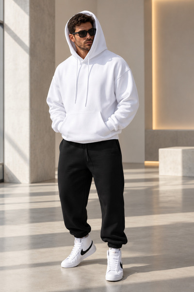 Shine Stone Men's Oversize Hooded Sweatshirt Jogger Sweatpants Set