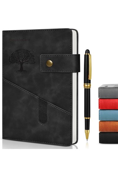 DoubleCare A5 Vegan Leather Hard Paste with Divider, Hardcover Notebook with ...