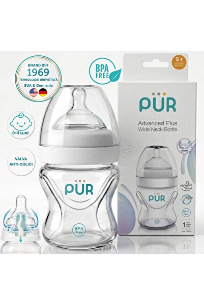 PUR Brand PUR ®   Biberon Anti-Colici Advanced Plus 150ml, 0-3 Luni+, Tetina ...