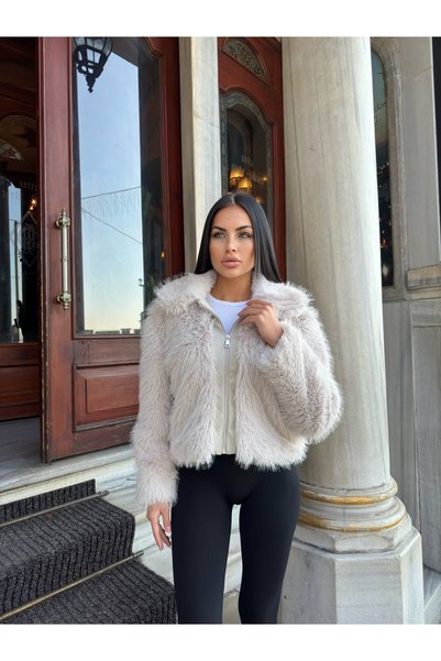 Kedi Fashion Deri garnili kürk