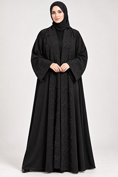 Jannat Elegant Internet Abaya with Embroidery Beads Stylish Flower Patterns -...