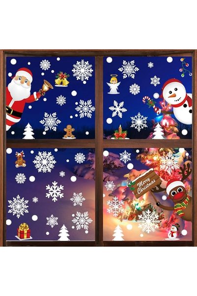 sheful Christmas Decorations Clearance, 110PCS 4 Sheet Christmas Window Windo...