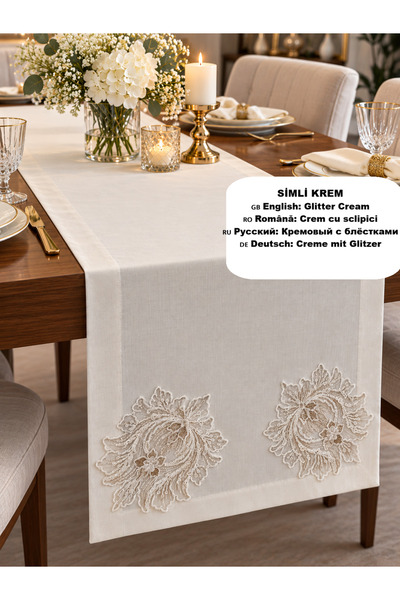 Zeren Home Stolni trkač sa detaljima od lotus čipke – Elegantan dekorativni t...