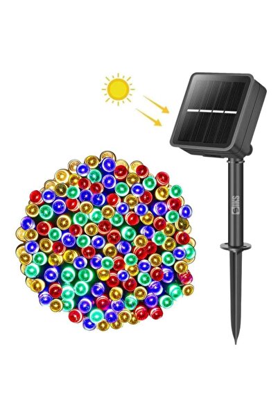 SIKS Соларни линейни коледни лампички, 30 метра, 310 LED диода, за външна упо...