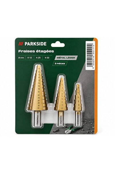 PARKSIDE Set of 3 conical (step) drills for metal