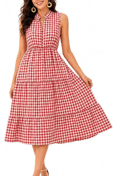 GENERAL BROVAVE Womens 2024 Summer Sleeveless Shirt Dress Collar Striped V Ne...