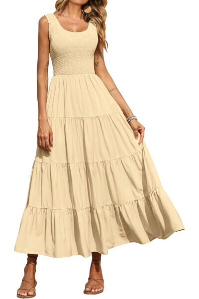 PRETTYGARDEN Women's Casual Loose Plain Maxi Sundress Smocked Tank Dress Slee...