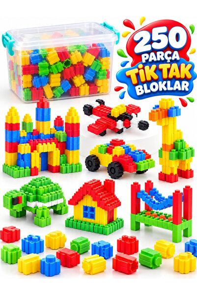 a v d a 250 Parça Kovalı Eğitici Tik Tak Bloklar Tak Tik Yapı Blokları Oyunca...
