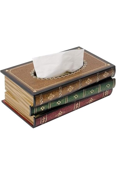 Tazweeq حامل مناديل خشبي، مصمم على شكل غلاف كتاب كلاسيكي عتيق، موزع مناديل