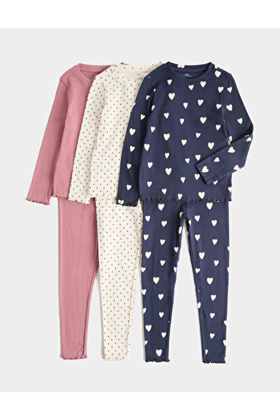 Marks & Spencer 3'lü Pamuk Karışımlı Pijama Seti – 12 Ay-8 Yaş