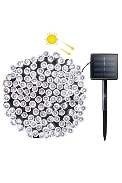 SIKS Соларни линейни коледни лампички, 10 метра, 100 LED диода, за външна упо...