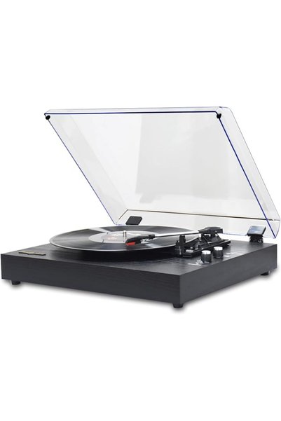 EACAM Vinyl Record Player Turntable Wooden Tabletop Vintage Gramophone Compat...
