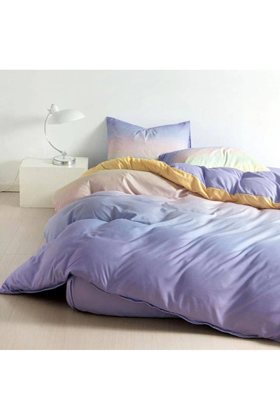 decorami Double bed linen, satin Cotton , classic sheet, 4 pieces, Lilac